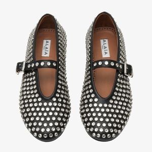 ALAIA Strass Lambskin Ballet Flats